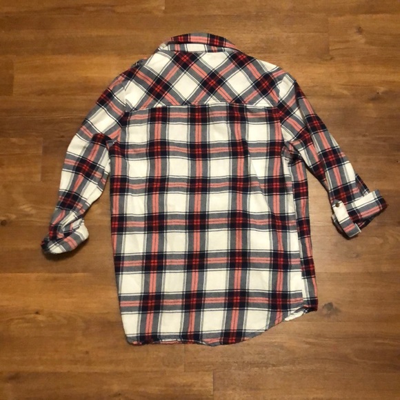 Red and white button up flannel - Picture 2 of 2